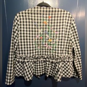 Topshop Embroidered Gingham Jacket